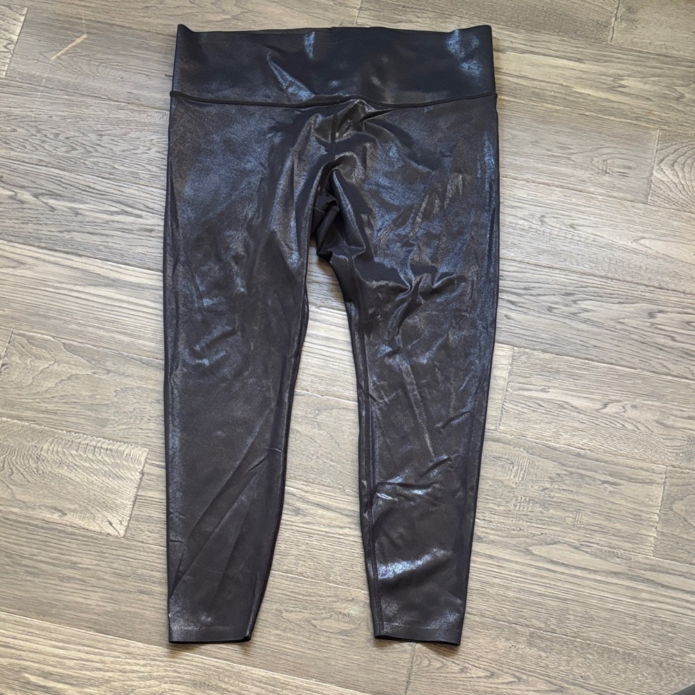 Knix | High Rise Contour Waist Black Sparkle Faux Leather Leggings Size XXL - Picture 2 of 9